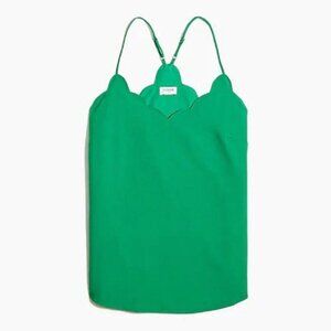 J. Crew Green Scallop Trim Cami Blouse Size 4 Women's